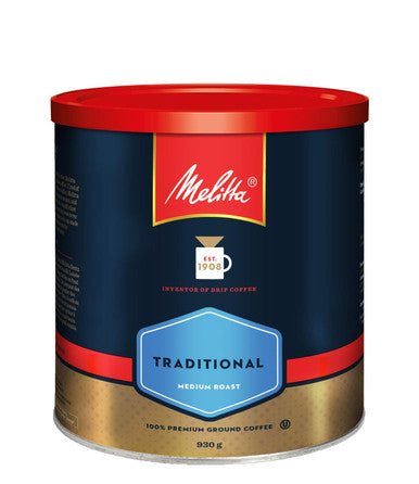 MELITTA Traditional Medium Roast Ground Coffee, 100% Arabica Coffee Beans, 930 g/32.8oz (Imported from Canada)