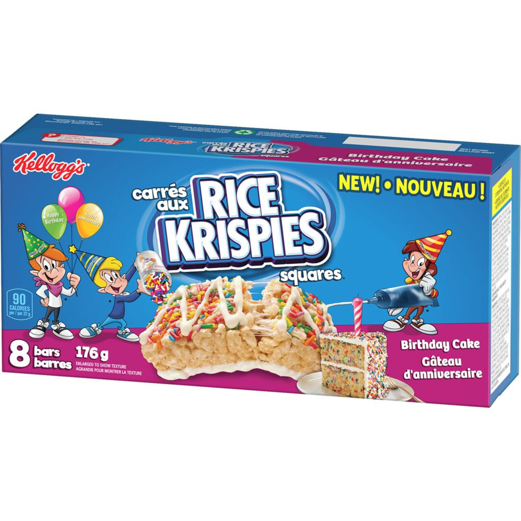 KELLOGG'S Rice Krispies Birthday Cake Bars (8ct) 176g/6.2 oz {Imported from Canada}