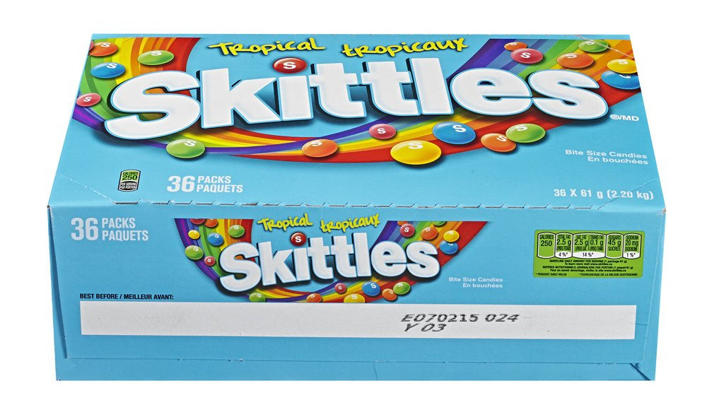 Skittles Tropical Gummy Candy, 61g/2.2oz., (36pk) {Imported from Canada}