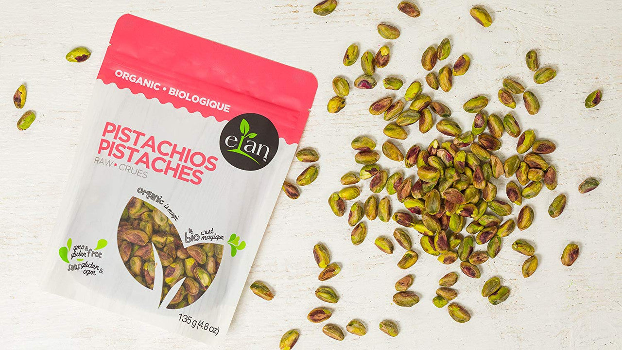 ELAN Organic Raw Pistachios, 135g/4.8oz., {Imported from Canada}