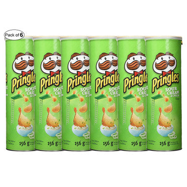 Pringles Sour Cream & Onion Potato Chips, 156g/5.5oz, 6 Pack (Imported from Canada)