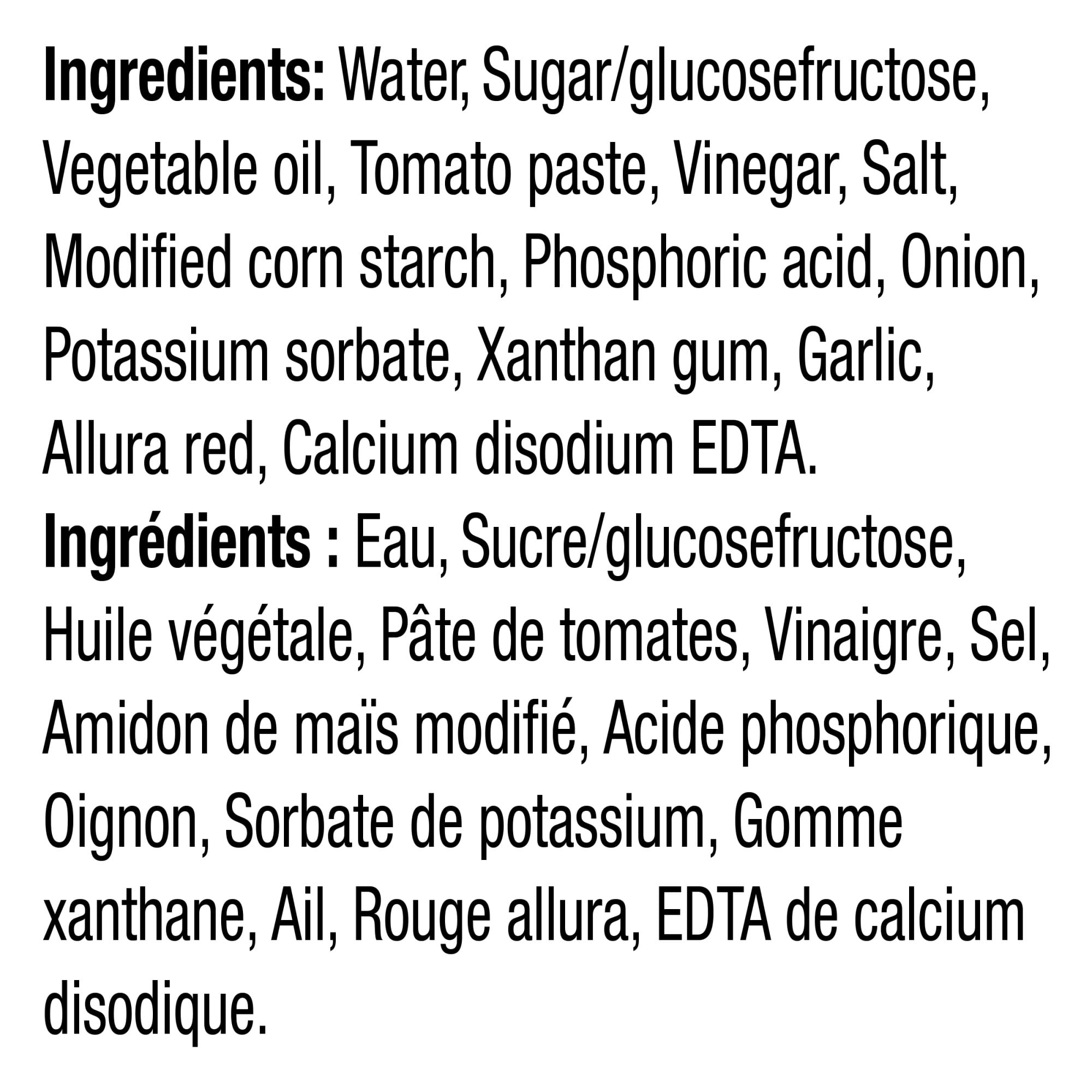 Kraft Catalina Dressing 425ml/14.4 oz., Bottle, ingredients label