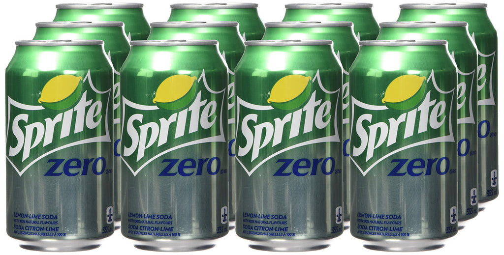 Sprite Zero Sugar, Soda Pop, 355mL/12oz., Cans, 12 Pack, {Imported from Canada}