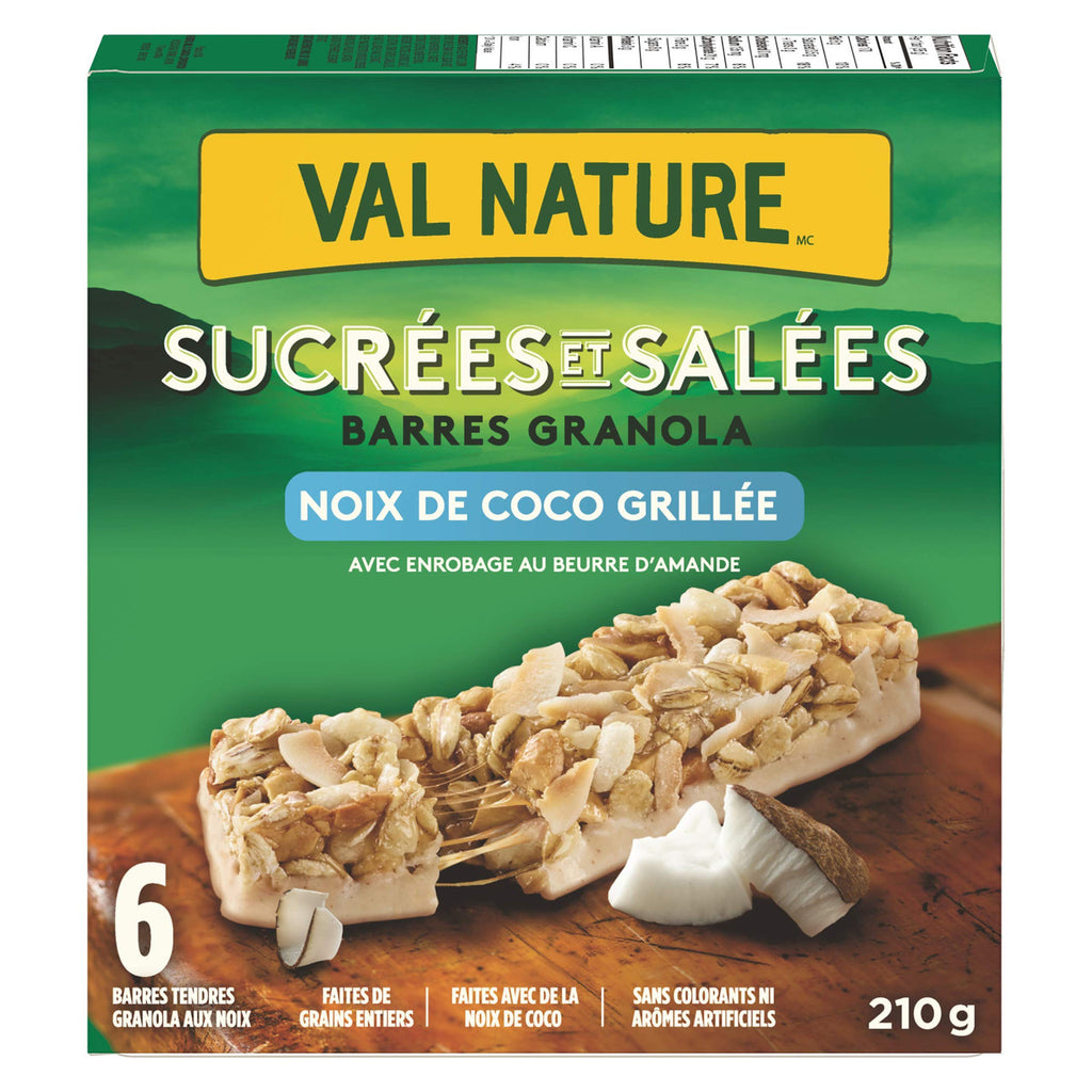 NATURE VALLEY Sweet & Salty Toasted Coconut Granola Bars, 6 Bars, 210g/7.4 oz., Box, {Imported from Canada}