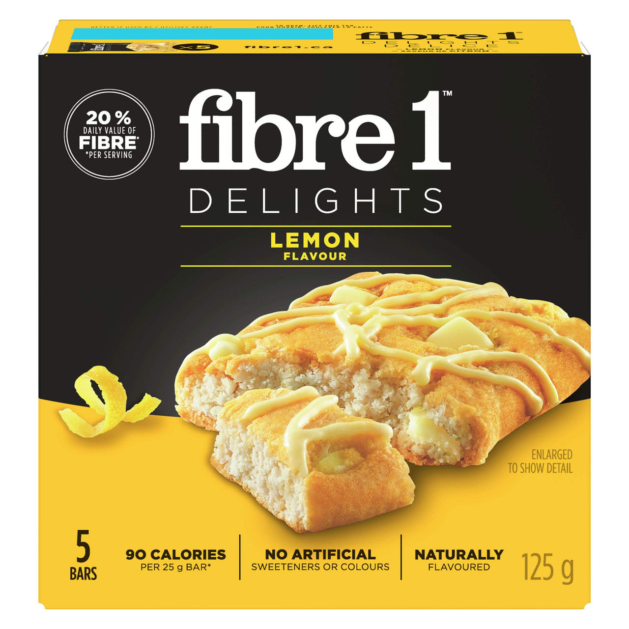 Fibre 1 Delights Bar, Lemon Flavour, 5ct, 125g/4.4oz, {Imported from Canada}
