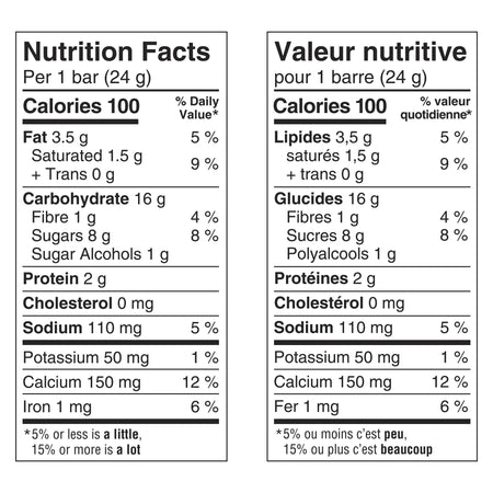 Reese's Puffs Peanut Butter & Cocoa Flavor Cereal Bars, Pack of 5 Bars, 120g/4.2 oz., Box, nutrition facts label.