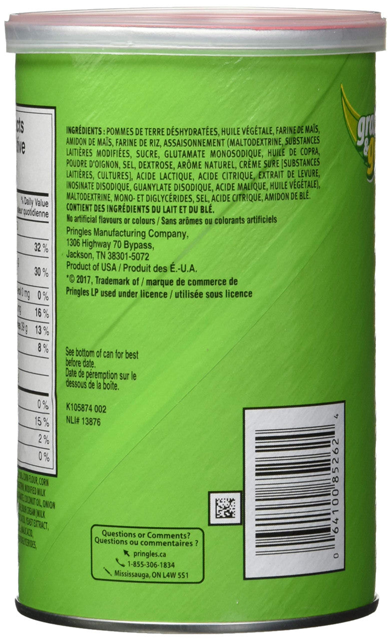 Pringles Sour Cream & Onion Potato Chips, 68g/2.4oz, (12 Pack) (Imported from Canada)