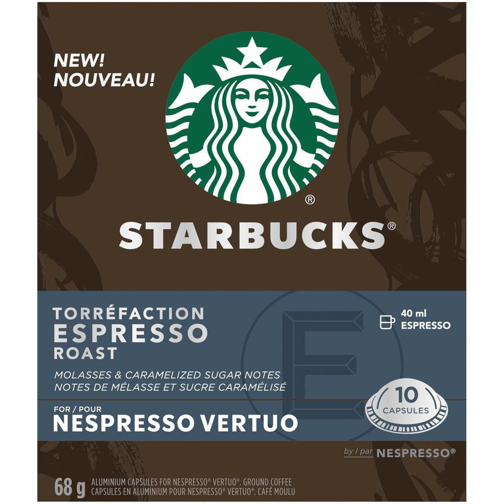 Starbucks Espresso Roast Coffee, Capsules for Nespresso Vertuo, 10 count, 68g/2.4 oz. Box {Imported from Canada}