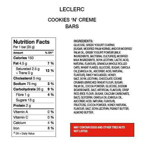 Leclerc Celebration Cookies 'n Cream Bars (5ct) 175g/6.2 oz {Imported from Canada}
