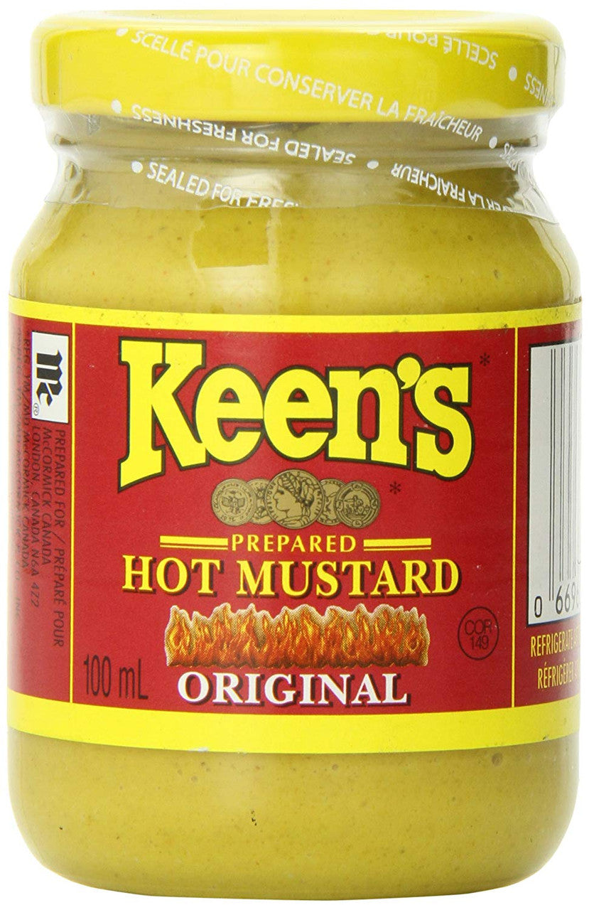 Keen's Prepared, Hot Mustard, 100ml/3.4 fl.oz., Case Pack 12 Count {Imported from Canada},