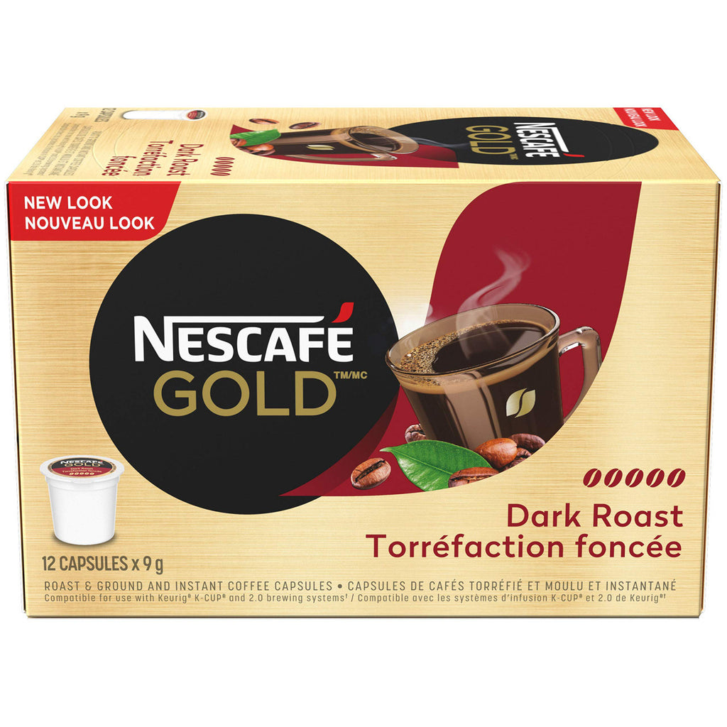 NESCAFE Gold, Dark Roast, Keurig, 12 Count Pods,  {Imported from Canada}