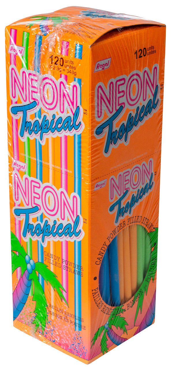 Neon Tropical Candy Powder Filled Straws (120 ct) {Imported from Canada}