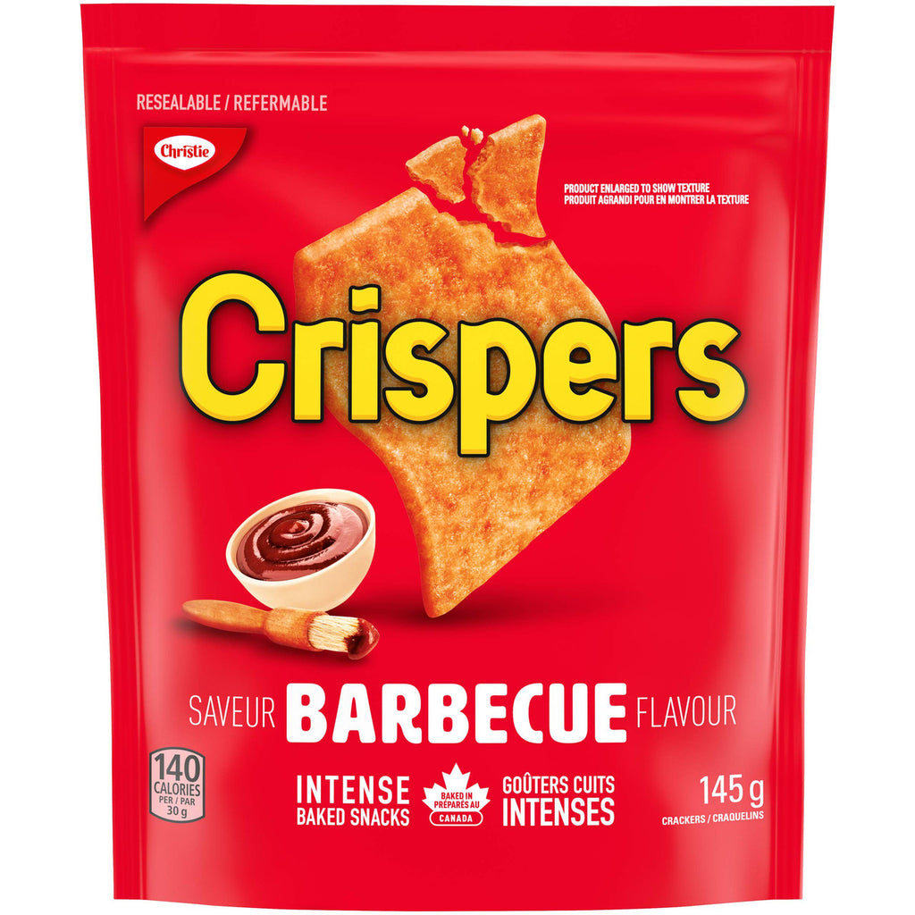 Christie Crispers, Barbecue Crackers, 145g/5.1 Ounce, (12 Pack) {Imported from Canada}