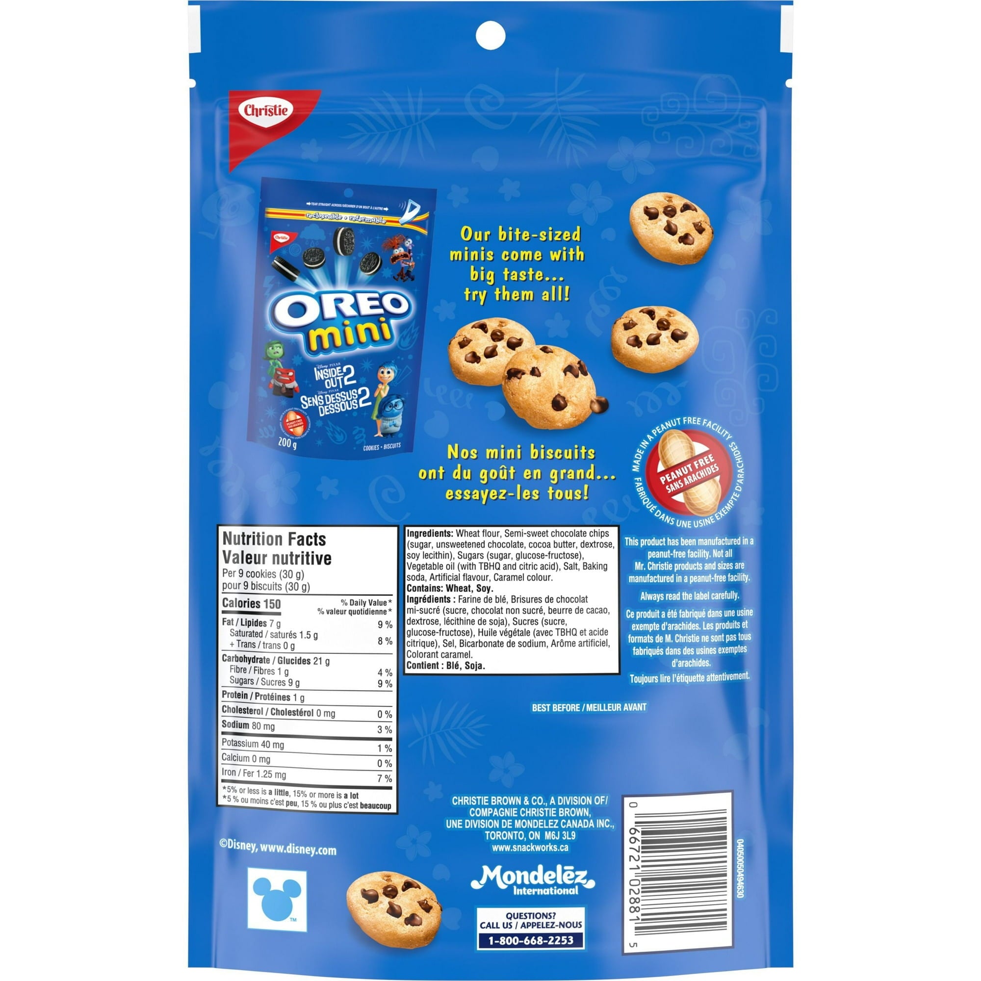 Chips Ahoy! Chocolate Chip Cookies With Mini Chips, 200g/7.05 oz with branding and nutritional information.