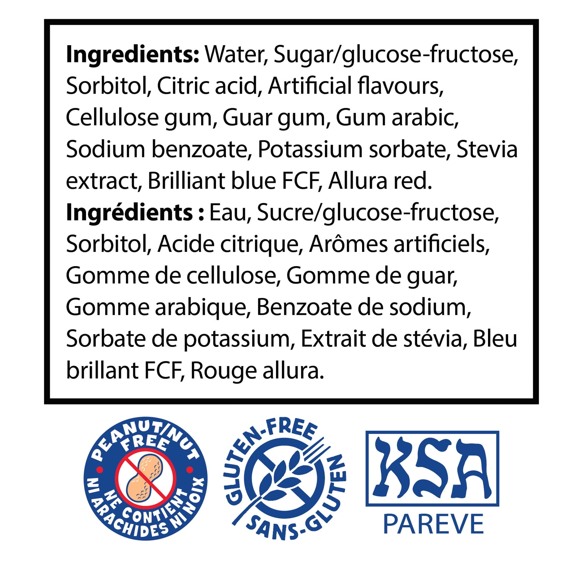 Mr. Freeze, Jumbo Lite Freezies, Ice Pops, 27x150ml, ingredients label.