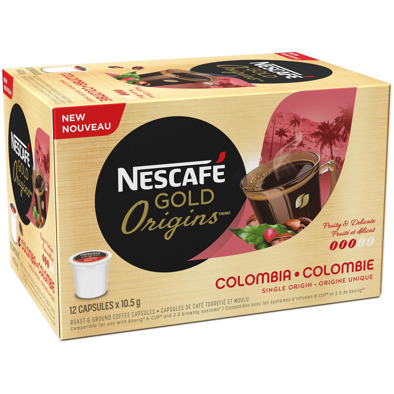 NESCAFE GOLD ORIGINS, Colombia Coffee Capsules, 12ct x 10.5 g, {Imported from Canada}