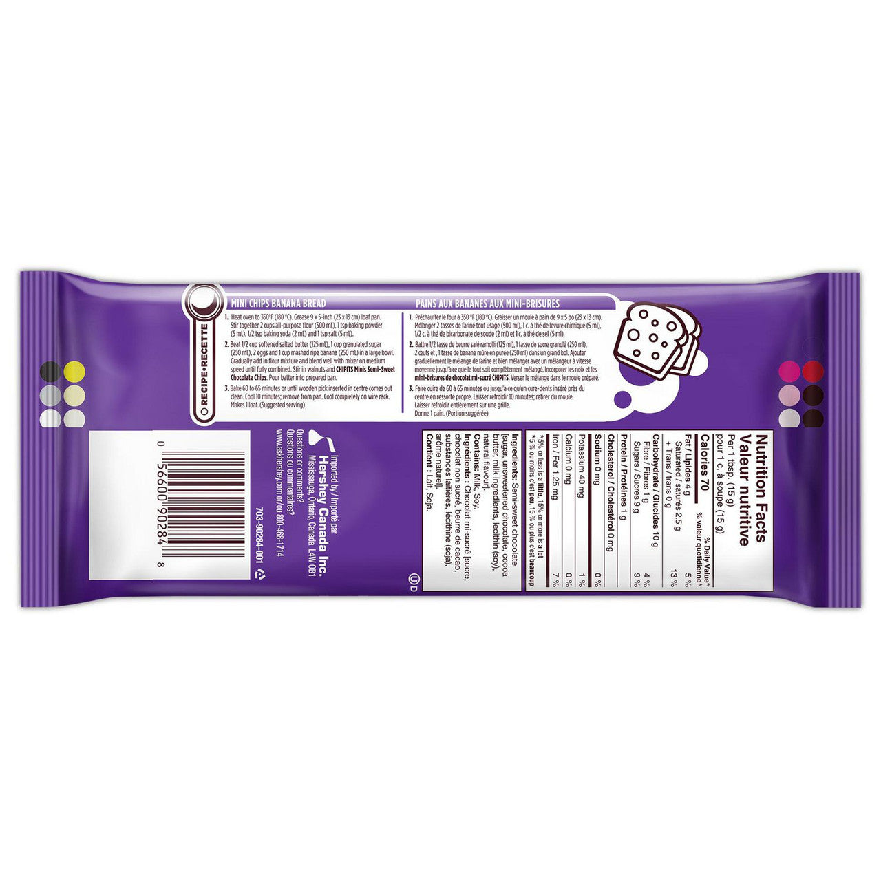 Hershey's Chipits Minis Semi-sweet Chocolate Chips Baking Chips, 270g/9.45 oz., {Imported from Canada}