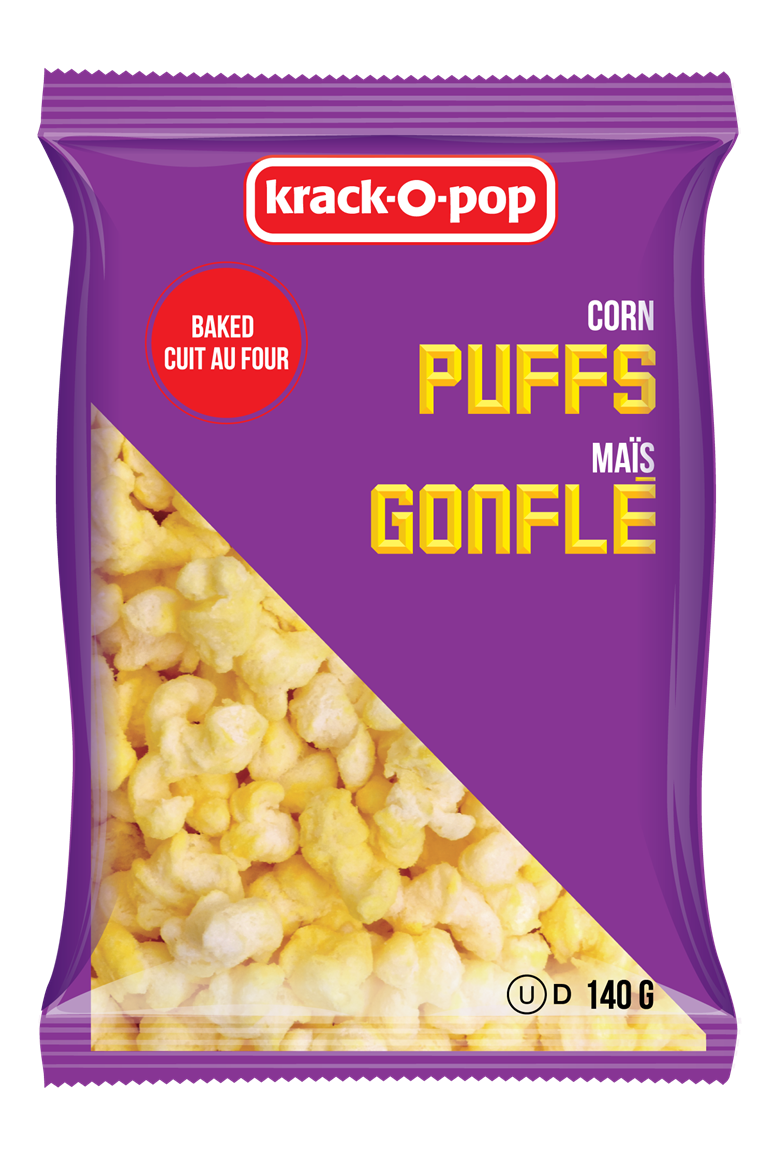 Krack-O-Pop Oven Baked Corn Puffs 140g/4.9oz, (Imported from Canada)