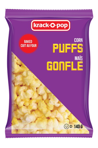 Krack-O-Pop Oven Baked Corn Puffs 140g/4.9oz, (Imported from Canada)