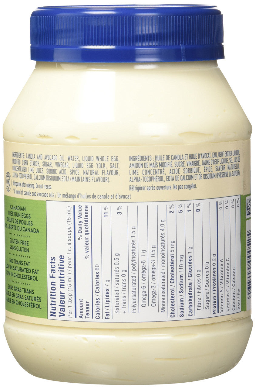 Hellmann's Avocado Oil Mayonnaise Dressing, 710ml/24 fl. oz., {Imported from Canada}