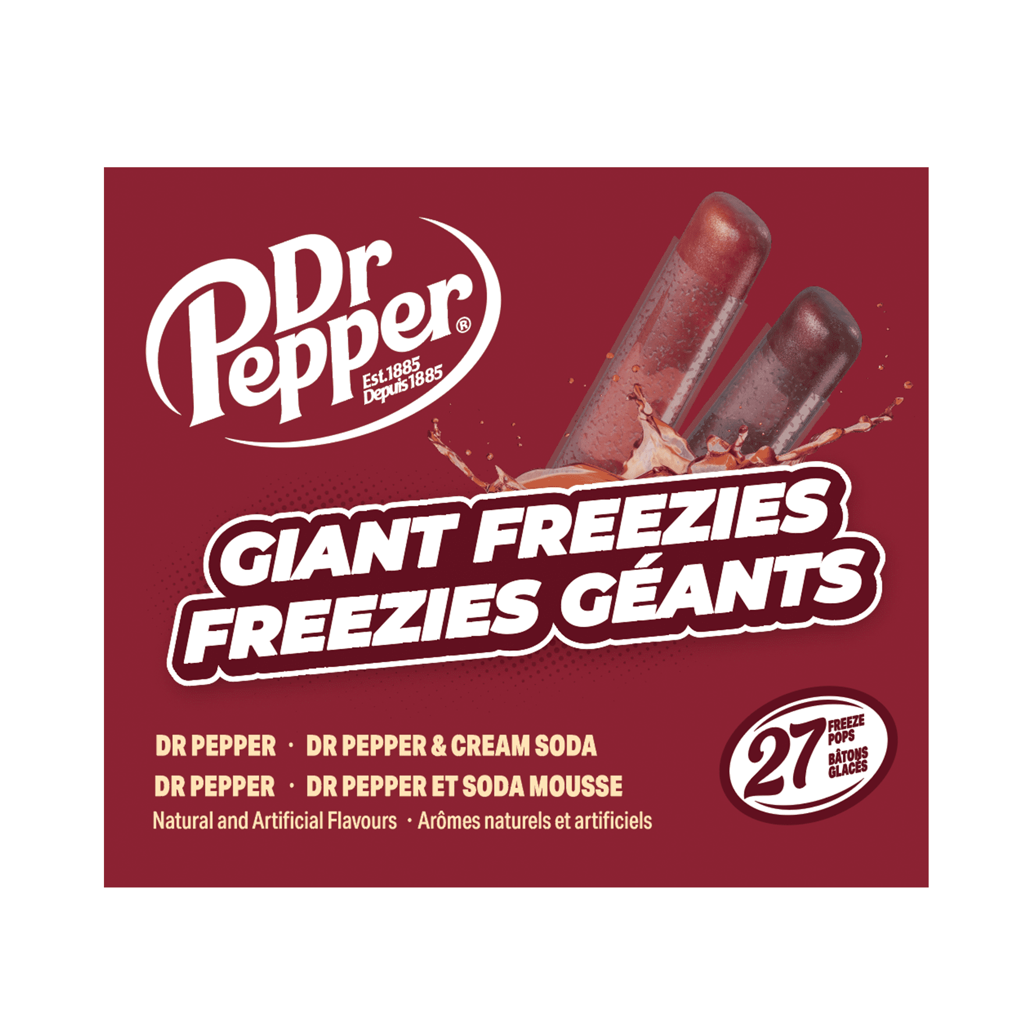 Dr Pepper Giant Freeze Pops, 27 x 150ml/5.25 fl. oz. Bars - Right Side