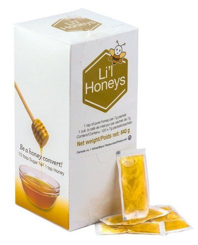 BeeMaid Li'l Honey Packets 480 Count (4 Boxes of 120 7-Gram Packets) {Imported from Canada}