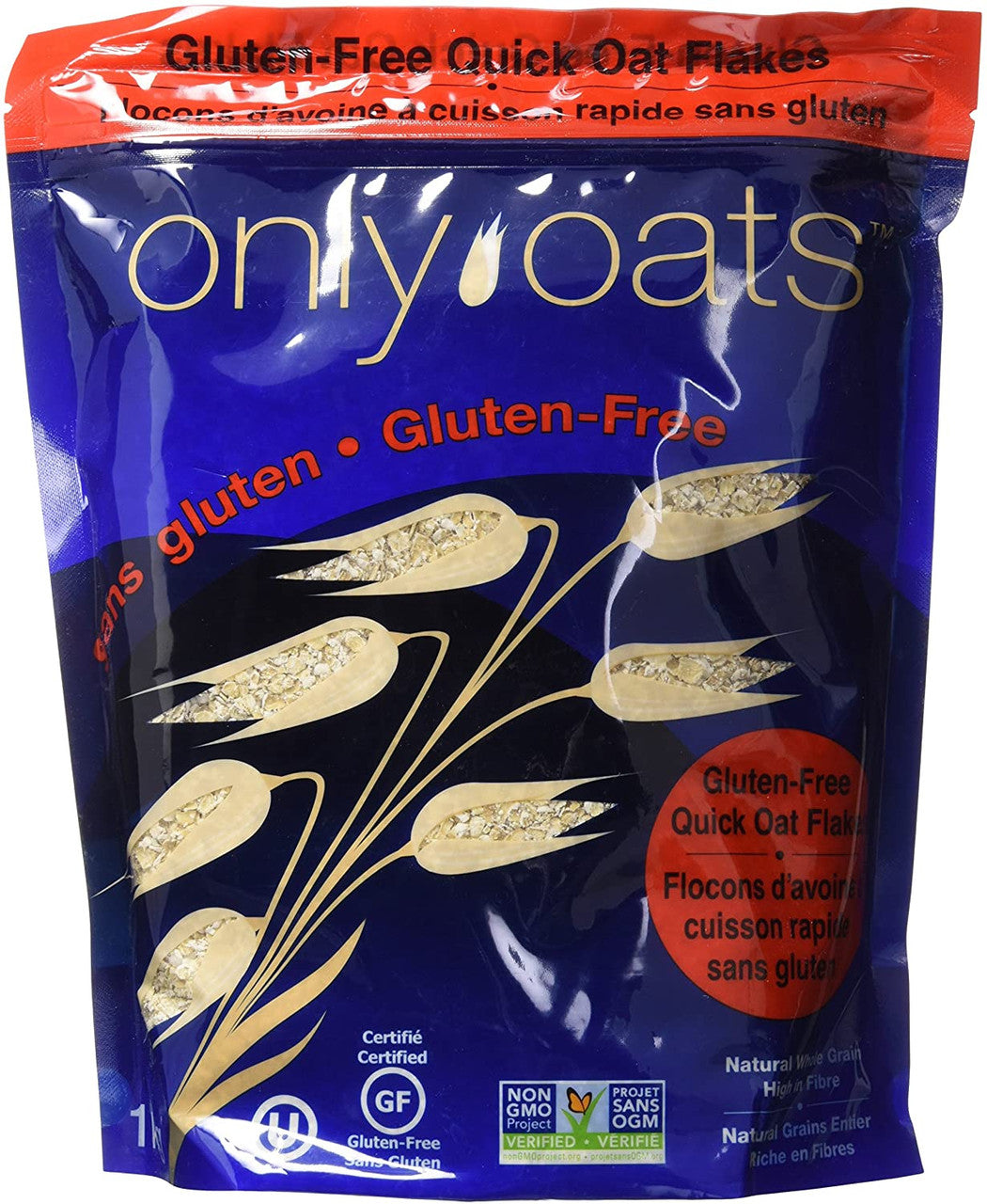 Only Oats Pure Whole Grain Quick Oat Flakes, 1Kg/2.2lbs. {Imported from Canada}