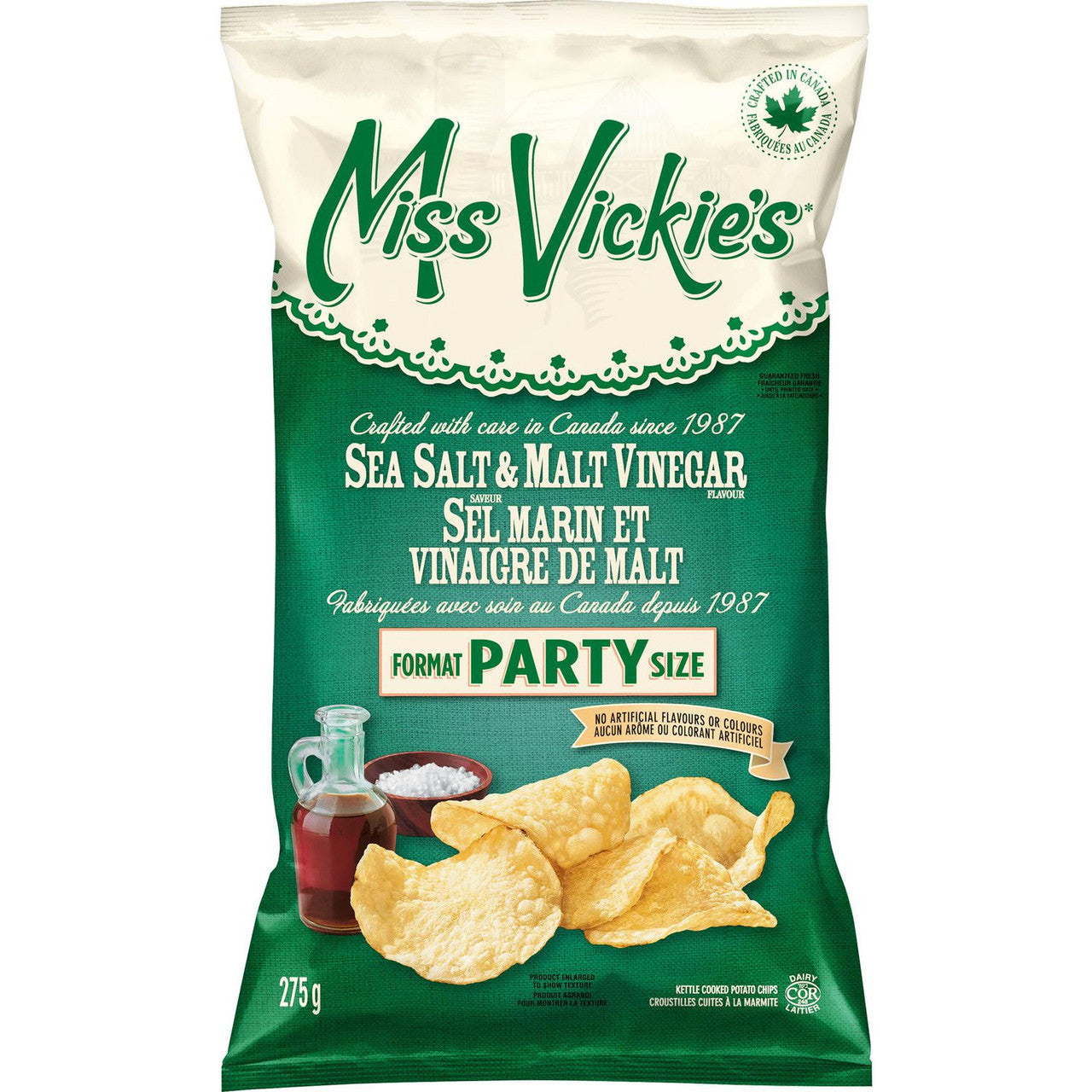 Miss Vickie's Sea Salt & Malt Vinegar Chips 275g/9.7 oz., {Imported From Canada}