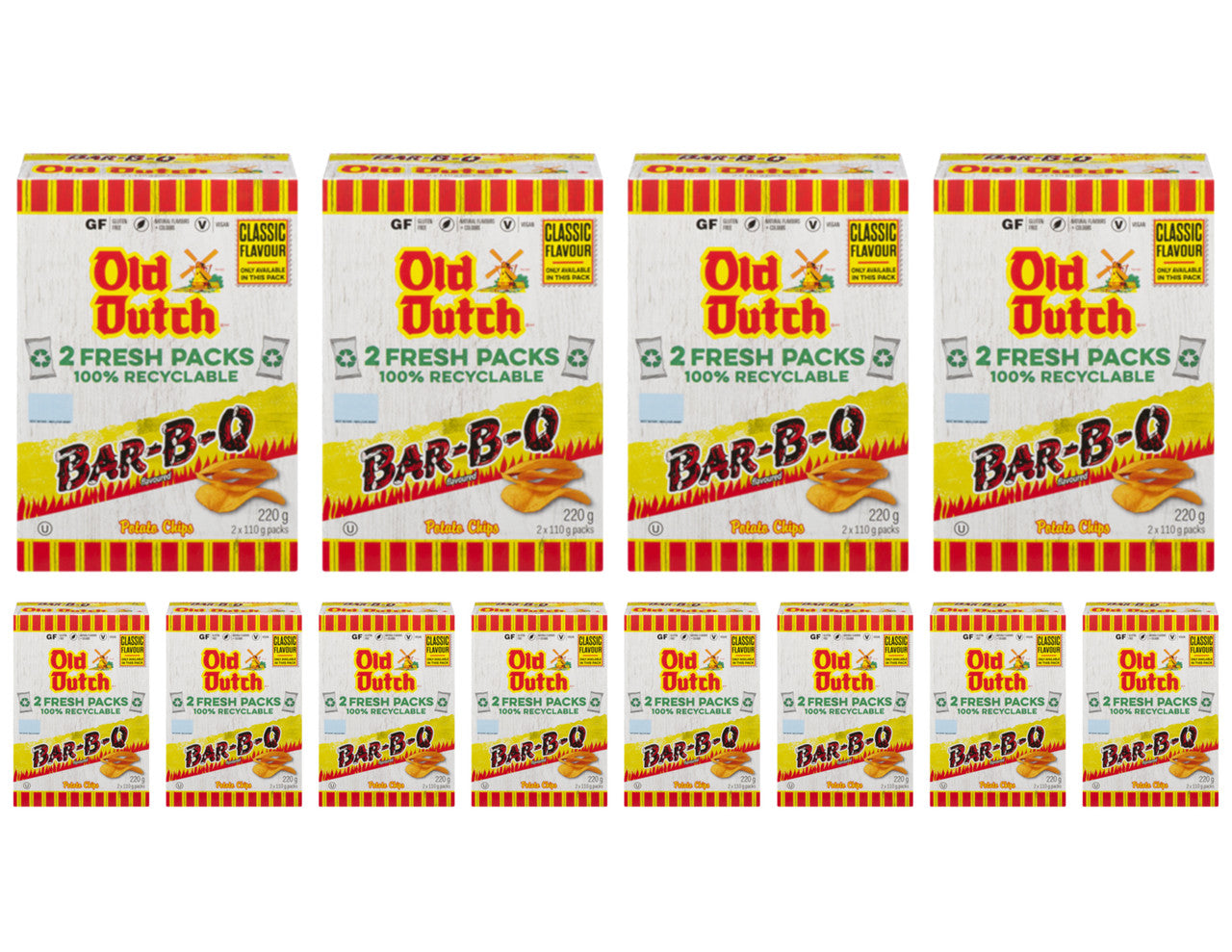 Old Dutch BBQ Barbeque Potato Chips, 220g/7.8 oz., Box (12pk) {Imported from Canada}