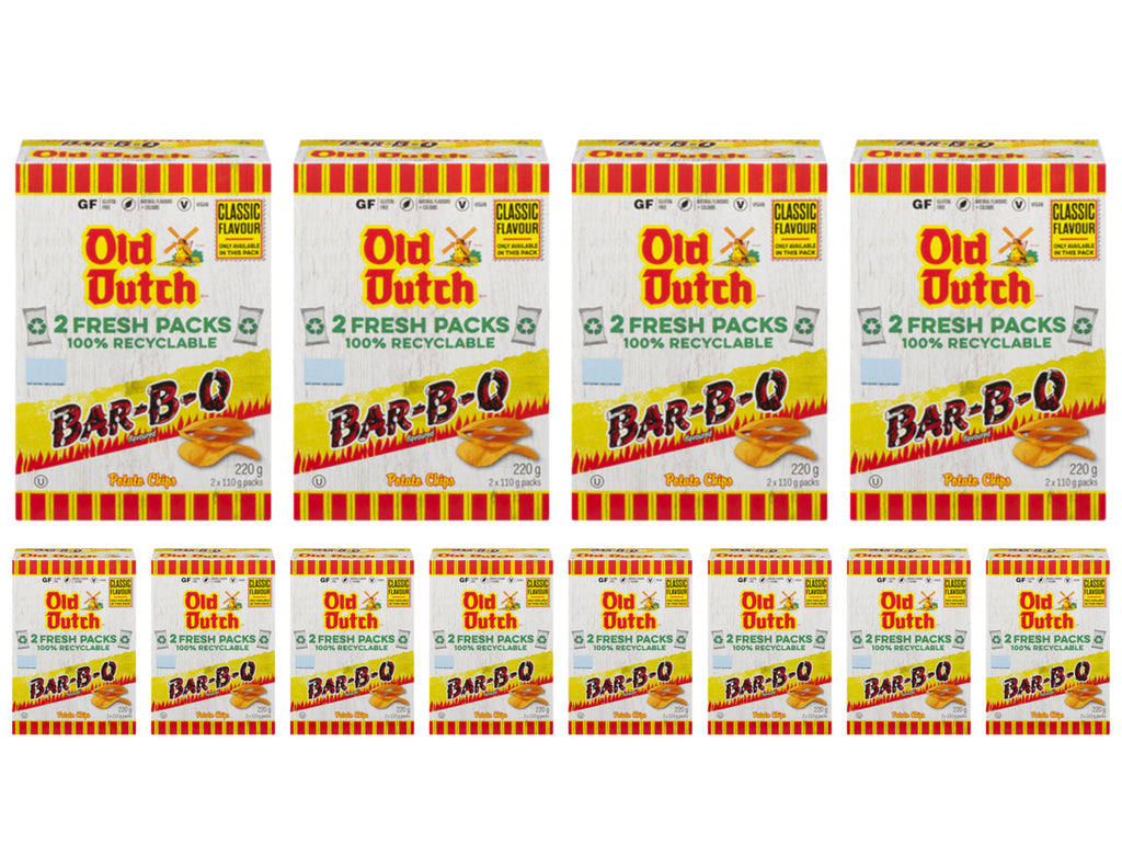 Old Dutch BBQ Barbeque Potato Chips, 220g/7.8 oz., Box (12pk) {Imported from Canada}