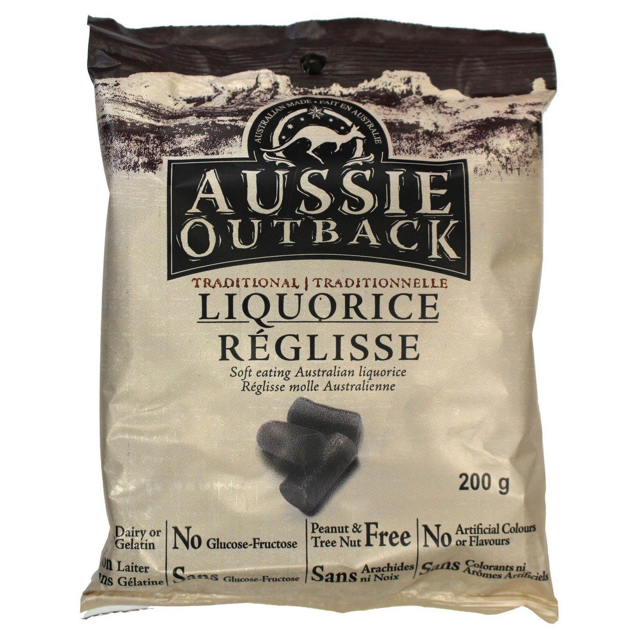 Aussie Outback Traditional soft eating Australian liquorice, 200g/7.1 oz., {Imported from Canada}
