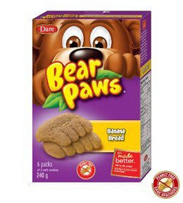 Dare Bear Paws Banana Bread Soft Snack Cookies 240g/8.5oz., {Imported from Canada}