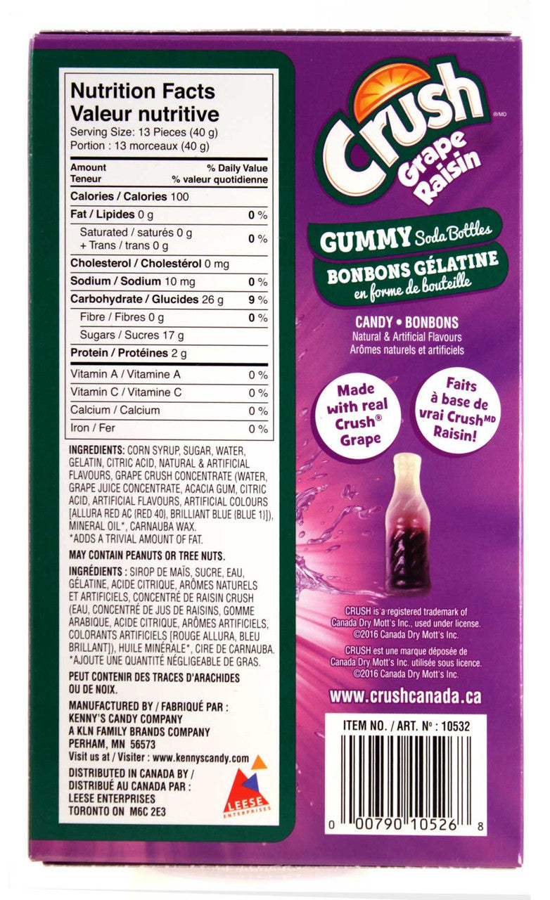 Grape Crush Gummy  Bottles in Theater Box 85g/3 oz. (4pk) {Imported from Canada}