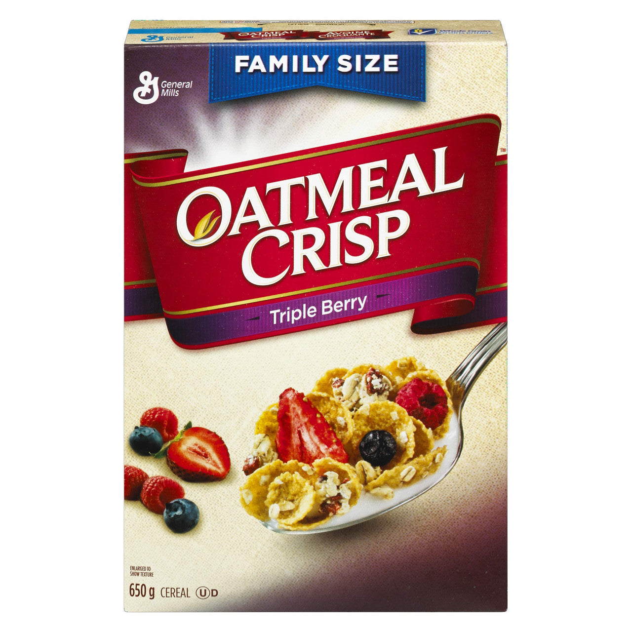 General Mills Family Size Oatmeal Crisp Triple Berry Cereal, 650g/22.9oz, (Imported from Canada)