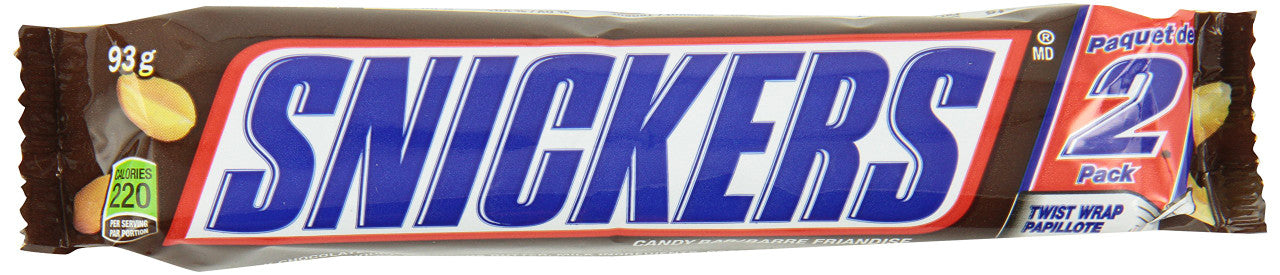 Snickers 2-Piece King Size Chocolate 93g/3.3 oz., 24-Count, {Imported from Canada}