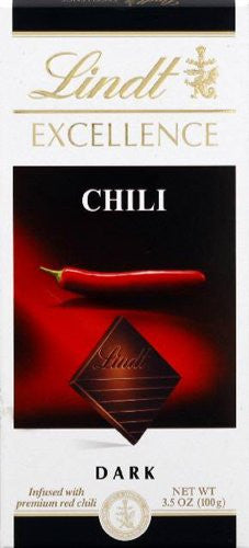 Lindt Excellence Chili Chocolate Bar, 100g/3.5 oz., Bars (Pack of 12) {Imported from Canada}