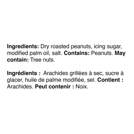 Ingredients list for Great Value Smooth Peanut Butter - 500g with allergen warning on a white background