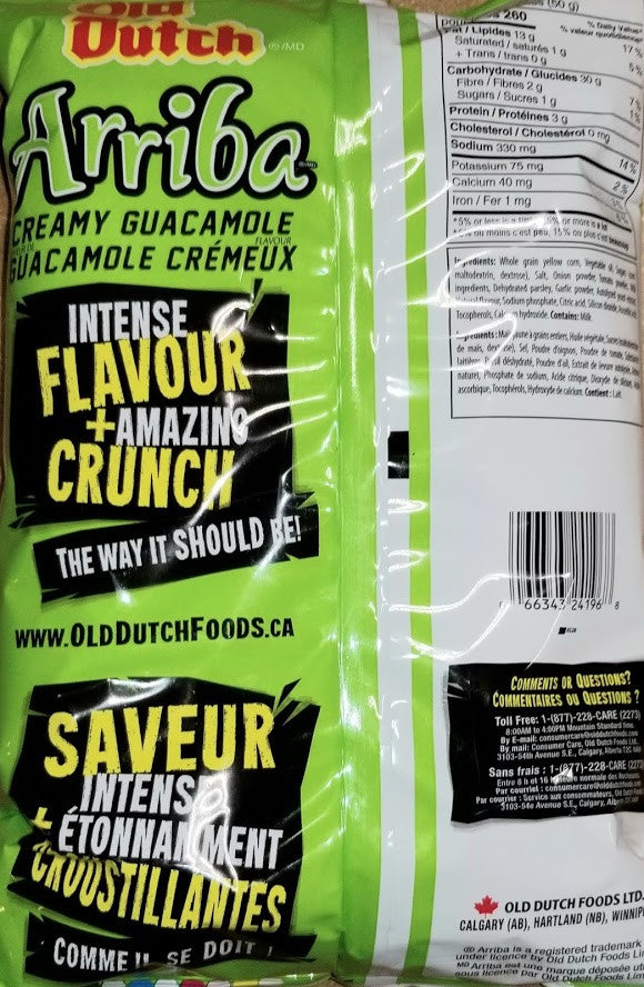 Old Dutch Arriba Creamy Guacamole Tortilla Chips 235g/8.3 oz {Imported from Canada}