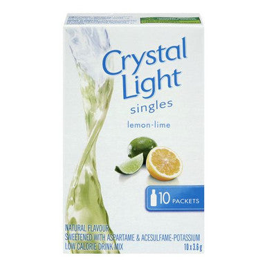 CRYSTAL LIGHT Singles Flavored Water Mixes, Lemon Lime, 36g, 10ct, {Imported from Canada}
