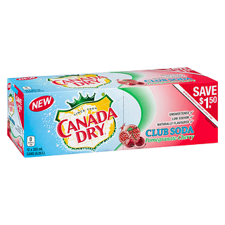 Canada Dry Club Soda, Pomegranate Cherry, 355ml, 12pk, {Imported from Canada}