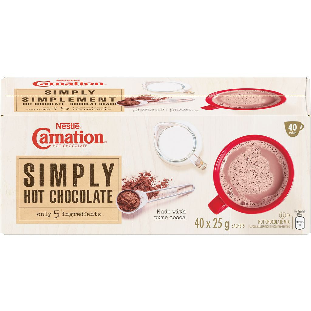 Nestle Carnation Simply 5 Hot Chocolate 40ct x 25g {Imported from Canada}