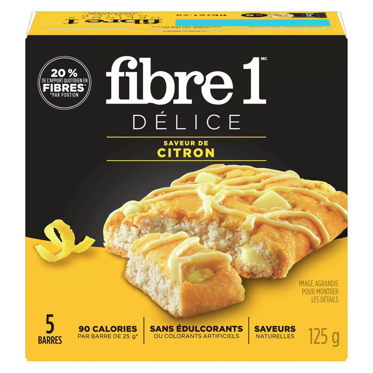 Fibre 1 Delights Bar, Lemon Flavour, 5ct, 125g/4.4oz, {Imported from Canada}