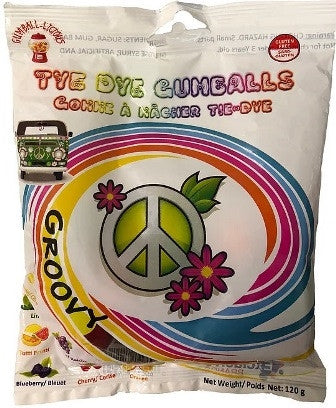 Tye Dye Gluten Free Gumballs Peg Bag, 120g/4.2oz., {Imported from Canada}