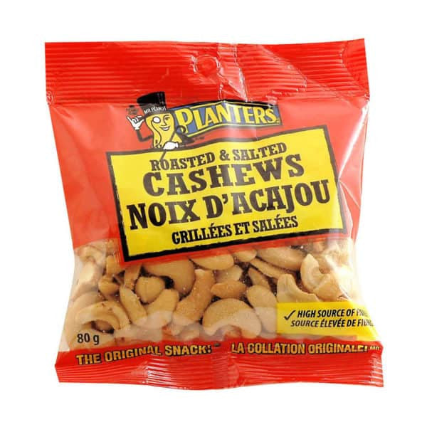 Planters Roasted & Salted Cashews, 80g/2.8oz., 12 Pack {Imported from Canada}