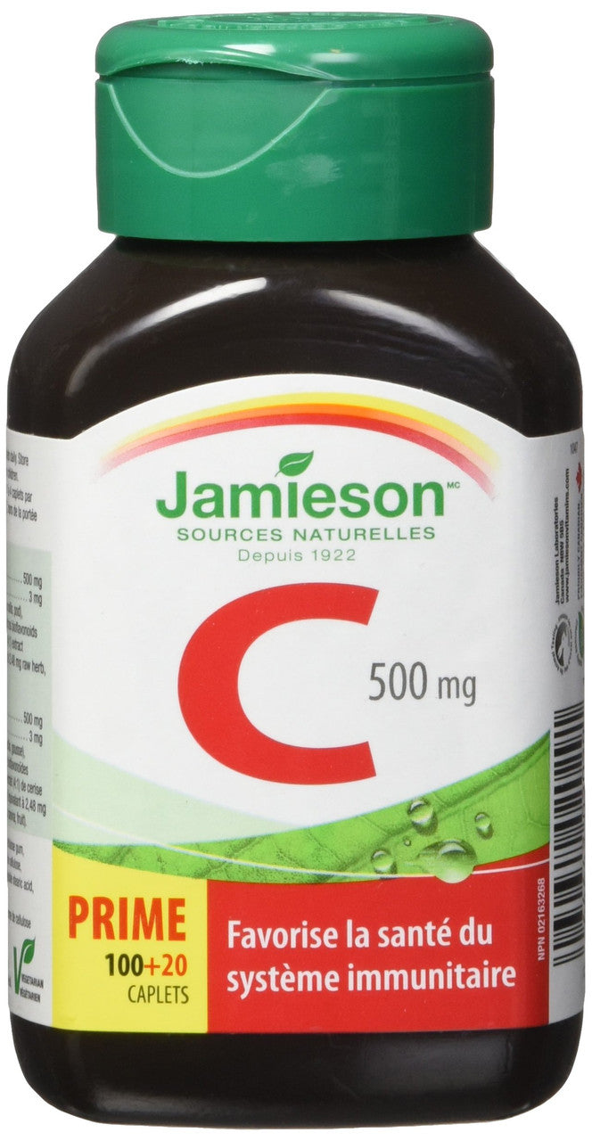 Jamieson Vitamin C 500mg 120 caplets Bonus Size {Imported from Canada ...