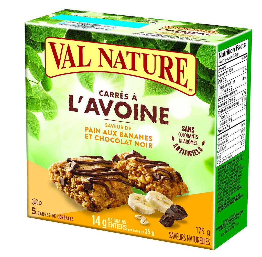 Nature Valley Oatmeal Squares Banana Bread & Dark Chocolate, 5-Count, 175 Gram {Imported from Canada}