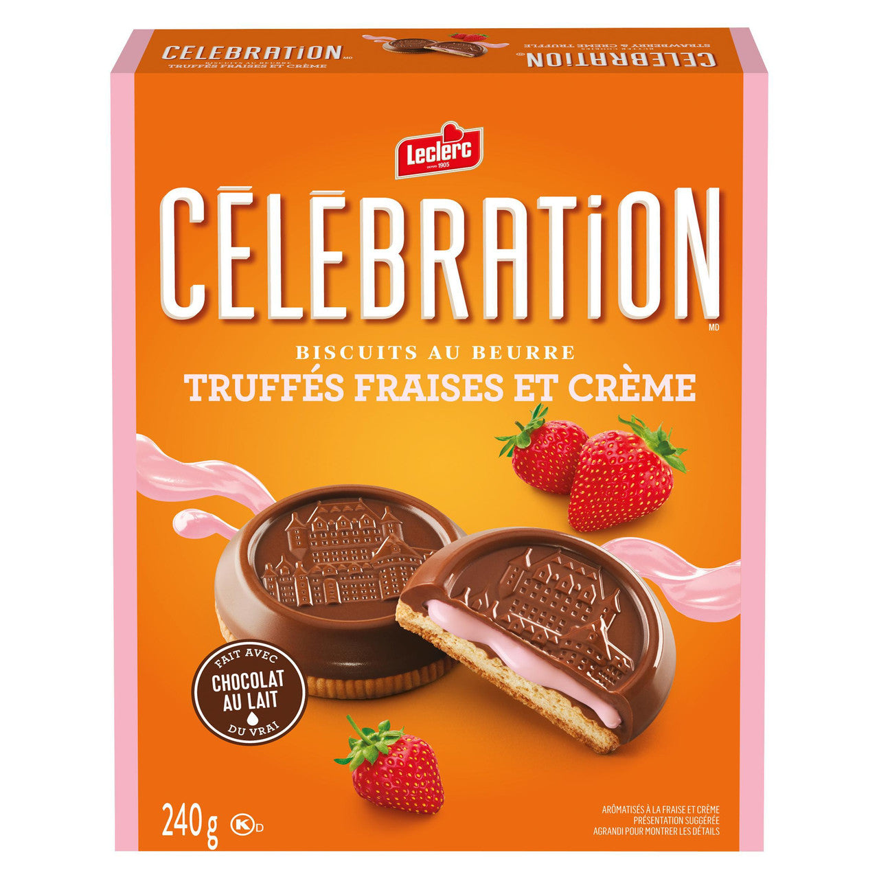 Leclerc Celebration Strawberry & Creme Truffle Cookies, 240g/8.5 oz. Box {Imported from Canada}