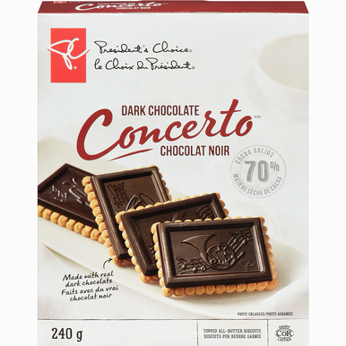 PC Concerto Dark Chocolate Topped All-Butter Biscuits 240g/8.5 oz. {Imported from Canada}