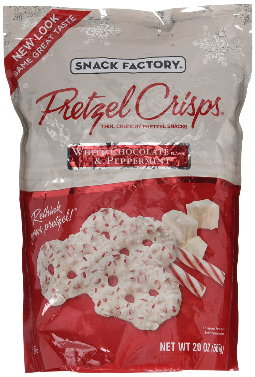 Snack Factory Pretzel Crisps White Chocolate & Peppermint Flavor (LARGE 20 Oz Bag)