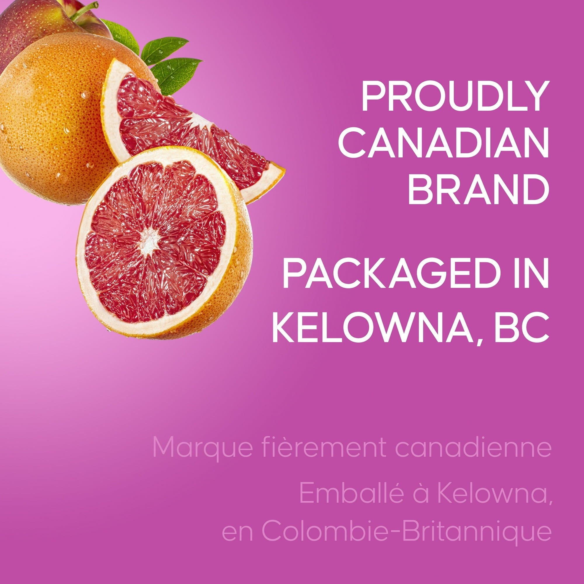 SunRype Fruit Juice, Rio Red Grapefruit, Proudly Canadian Brand label